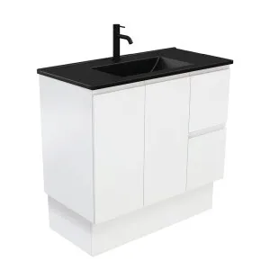 Dolce Matte Black Fingerpull Satin White 900 Vanity On Kickboard by Fienza, a Vanities for sale on Style Sourcebook