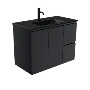 Dolce Matte Black Fingerpull Satin Black 900 Wall-Hung Vanity by Fienza, a Vanities for sale on Style Sourcebook