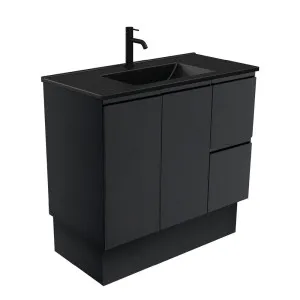 Dolce Matte Black Fingerpull Satin Black 900 Vanity On Kickboard by Fienza, a Vanities for sale on Style Sourcebook