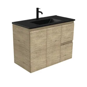 Dolce Matte Black Edge Scandi Oak 900 Wall-Hung Vanity by Fienza, a Vanities for sale on Style Sourcebook