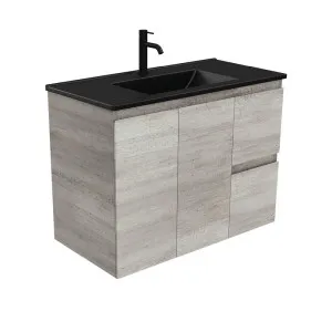 Dolce Matte Black Edge Industrial 900 Wall-Hung Vanity by Fienza, a Vanities for sale on Style Sourcebook