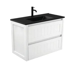 Dolce Matte Black Hampton 900 Wall-Hung Vanity by Fienza, a Vanities for sale on Style Sourcebook