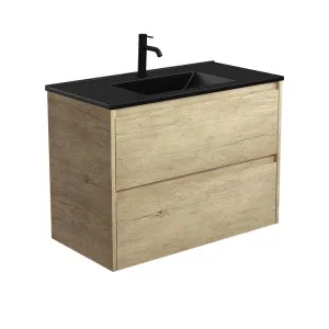 Dolce Matte Black Amato 900 Scandi Oak Wall-Hung Vanity by Fienza, a Vanities for sale on Style Sourcebook