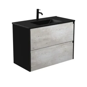 Dolce Matte Black Amato 900 Industrial Wall-Hung Vanity, Satin Black Panels by Fienza, a Vanities for sale on Style Sourcebook