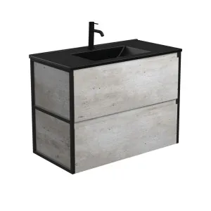 Dolce Matte Black Amato 900 Industrial Wall-Hung Vanity, Matte Black Frames by Fienza, a Vanities for sale on Style Sourcebook