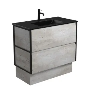 Dolce Matte Black Amato 900 Industrial Vanity On Kick, Matte Black Frames by Fienza, a Vanities for sale on Style Sourcebook