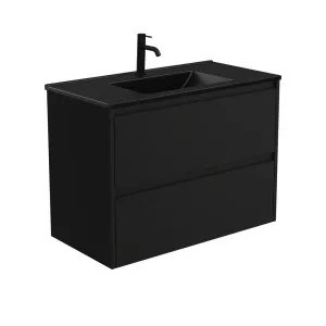 Dolce Matte Black Amato 900 Satin Black Wall-Hung Vanity by Fienza, a Vanities for sale on Style Sourcebook