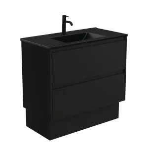 Dolce Matte Black Amato 900 Satin Black Vanity On Kick by Fienza, a Vanities for sale on Style Sourcebook