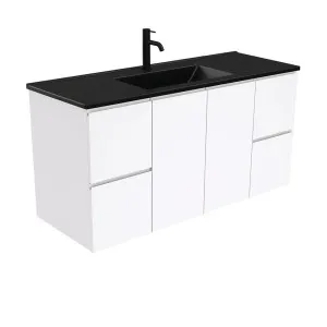 Dolce Matte Black Fingerpull Gloss White 1200 Wall-Hung Vanity by Fienza, a Vanities for sale on Style Sourcebook