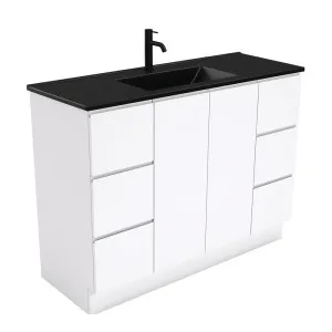 Dolce Matte Black Fingerpull Gloss White 1200 Vanity On Kickboard by Fienza, a Vanities for sale on Style Sourcebook