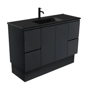 Dolce Matte Black Fingerpull Satin Black 1200 Vanity On Kickboard by Fienza, a Vanities for sale on Style Sourcebook