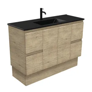 Dolce Matte Black Edge Scandi Oak 1200 Vanity On Kickboard by Fienza, a Vanities for sale on Style Sourcebook
