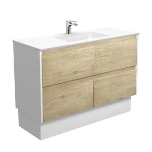 Vanessa Amato 1200 Scandi Oak Vanity On Kick, Satin White Panels by Fienza, a Vanities for sale on Style Sourcebook
