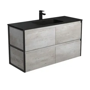 Montana Amato 1200 Industrial Wall-Hung Vanity, Matte Black Frames by Fienza, a Vanities for sale on Style Sourcebook