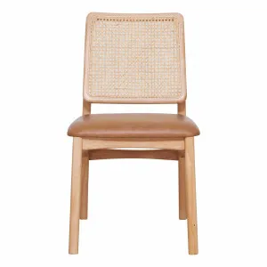 Jonas Dining Chair in Rattan / Urbane Leather Light Brown / Clear by OzDesignFurniture, a Dining Chairs for sale on Style Sourcebook