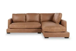 Long Beach Mini Leather Right Corner Sofa, Brown, by Lounge Lovers by Lounge Lovers, a Sofas for sale on Style Sourcebook