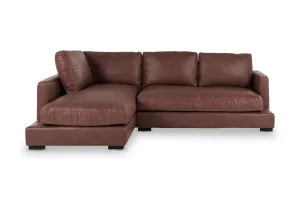 Long Beach Mini Leather Left Corner Sofa, Phoenix Coffee, by Lounge Lovers by Lounge Lovers, a Sofas for sale on Style Sourcebook