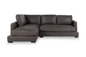 Long Beach Mini Leather Left Corner Sofa, Graphite, by Lounge Lovers by Lounge Lovers, a Sofas for sale on Style Sourcebook