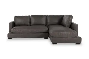Long Beach Mini Leather Right Corner Sofa, Graphite, by Lounge Lovers by Lounge Lovers, a Sofas for sale on Style Sourcebook