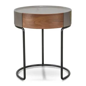 Marcos Scandinavian Round Side Table - Walnut by Interior Secrets - AfterPay Available by Interior Secrets, a Side Table for sale on Style Sourcebook