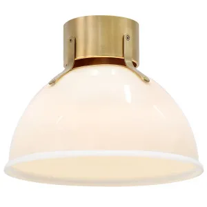 Hinkley Argo Small Flush Mount with Cased Opal Glass Heritage Brass by Hinkley, a Outdoor Lighting for sale on Style Sourcebook