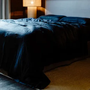 French Linen Duvet Cover w/ Button Closure in Midnight | Queen in 210x210 cm | Eadie Lifestyle by null, a Quilt Covers for sale on Style Sourcebook