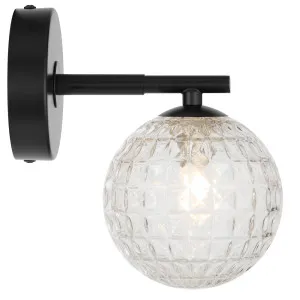 Telbix Felton Black 1 Light Wall Light Clear Prism by Telbix, a Outdoor Lighting for sale on Style Sourcebook