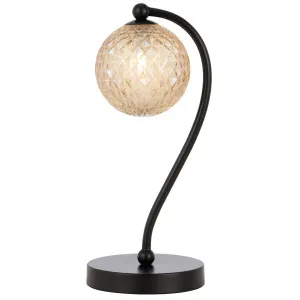 Telbix Black Felton Table Lamp Amber Tear by Telbix, a Table & Bedside Lamps for sale on Style Sourcebook