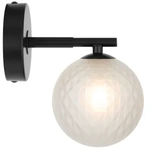 Telbix Felton Black 1 Light Wall Light Frost Tear by Telbix, a Outdoor Lighting for sale on Style Sourcebook
