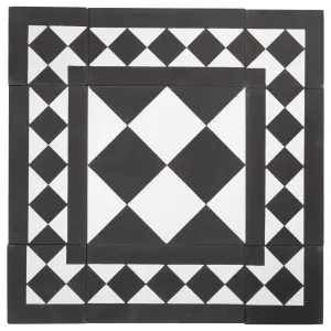 Lindon 20x20 Cement Encaustic Feature Tile, White &amp; Black by null, a Encaustic Tiles for sale on Style Sourcebook