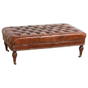 Georgia Leather Bench, Vintage Cigar by null, a Ottomans for sale on Style Sourcebook