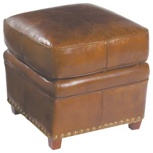 Newton Leather Ottoman, Vintage Cigar by null, a Ottomans for sale on Style Sourcebook