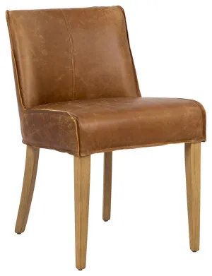 Ambra Leather &amp; Oak Vintage Saddle Dining Chair by null, a Dining Chairs for sale on Style Sourcebook