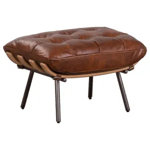 Cosma Leather Foot Stool, Sienna Brown by null, a Ottomans for sale on Style Sourcebook