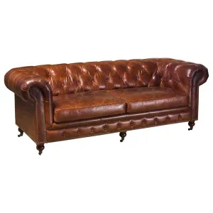 Sheffield 3 Seater Leather Sofa, Vintage Cigar by null, a Sofas for sale on Style Sourcebook