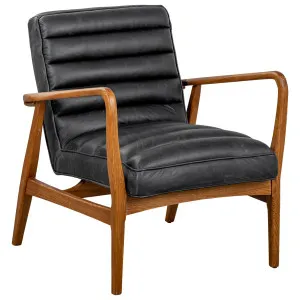 Panton Leather &amp; Oak Armchair, Vintage Black by null, a Chairs for sale on Style Sourcebook