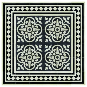 Dreux 20x20 Encaustic Border Tile, Beige &amp; Black by null, a Encaustic Tiles for sale on Style Sourcebook