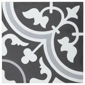 Vera 15x15cm Feature Cement Encaustic Tile, White &amp; Grey by null, a Encaustic Tiles for sale on Style Sourcebook
