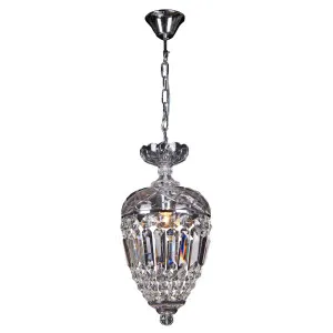 Mozart 1Lt Single Pendant Light, Chrome/Clear by null, a Chandeliers for sale on Style Sourcebook