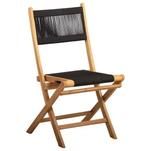 Tiki Folding Teak Chair (w/ Black Rope), Natural Sanded &amp; Black by null, a Outdoor Chairs for sale on Style Sourcebook