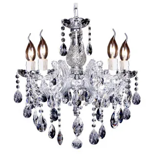 Zurich 5Lt Chandelier, Clear Glass &amp; Chrome by null, a Chandeliers for sale on Style Sourcebook