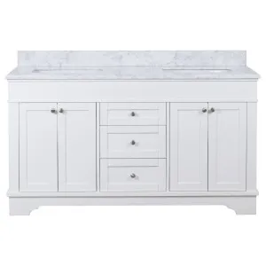 Fremont Marble Top Small Double Vanity, White by null, a Vanities for sale on Style Sourcebook