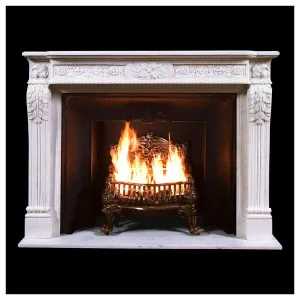 Louis XVI Mantel with Central Flowers, White by null, a Fireplaces for sale on Style Sourcebook