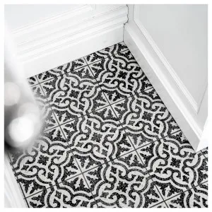 Siran 20x20cm Terrazzo Cement Encaustic Tile, Black &amp; White by null, a Encaustic Tiles for sale on Style Sourcebook