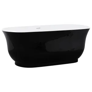 Marietta 150cm Freestanding Acrylic Black &amp; White Bath w/ White Overflow &amp; Waste by null, a Bathtubs for sale on Style Sourcebook