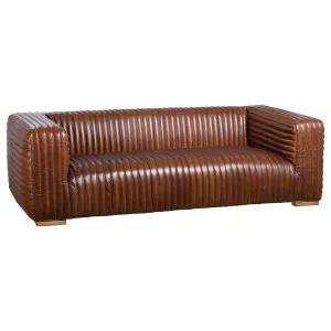 Harmon 2.5 Seat Havana Brown Leather Sofa w Timber Feet by null, a Sofas for sale on Style Sourcebook
