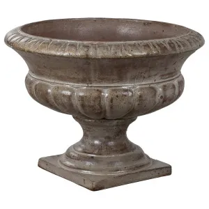 Vada Urn And Pedestal 80cm Ironstone Antique White by null, a Baskets, Pots & Window Boxes for sale on Style Sourcebook