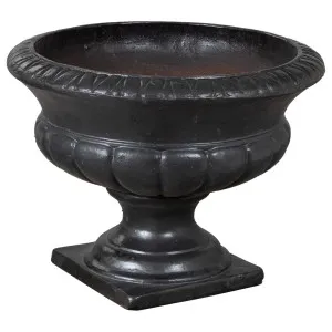 Vada Urn And Pedestal 80cm Ironstone Black by null, a Baskets, Pots & Window Boxes for sale on Style Sourcebook