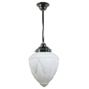 Empire Opal Matt 8&quot; Shade w 1/2&quot; x 1/2m Chrome Rod Pendant by null, a Chandeliers for sale on Style Sourcebook