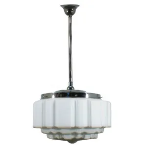 St Kilda Opal Matt 14&quot; Shade w 3/4&quot; x 1/2m Chrome Rod Pendant by null, a Chandeliers for sale on Style Sourcebook